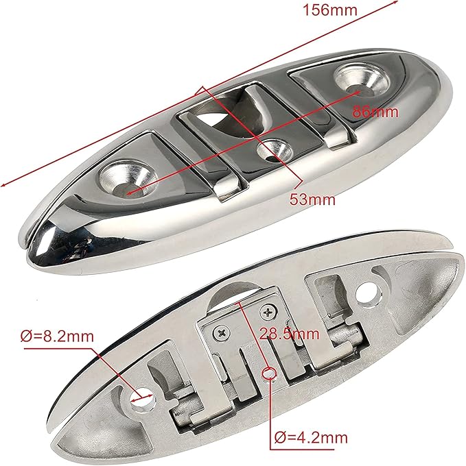 ISURE MARINE Boat Folding Cleat 6" Flip-up Heavy Dock Cleat Marine Grade 316 Stainless Steel