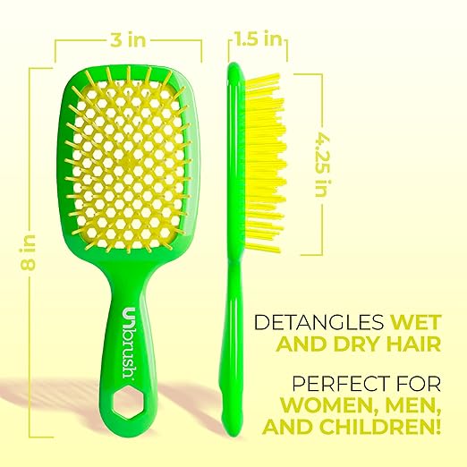 FHI Heat UNbrush Detangling Brush for Pain-Free Brushing on All Wet or Dry Hair Types  Durable DuoFlex Anti-Static Bristles, Lightweight Handle, Vented Hair Brush