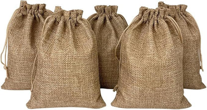 Yisowank 15PCS Burlap Drawstring Gift Bags,5x7 inch Pouch Bags Small Party Favor Gift Bags for Wedding Christmas Birthday Bridal Shower Anniversary Thanksgiving (5 x 7 inch, Log Color)