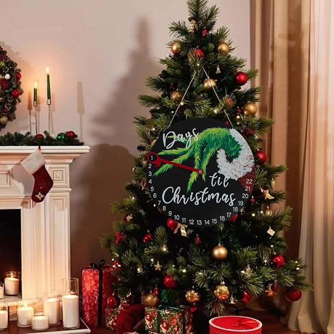 DAZONGE Christmas Wreath Decorations  Christmas Countdown Advent Calendar 2024 for All Ages  12'' Wooden Christmas Welcome Sign with Easel  Christmas Decor