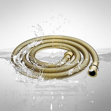 AULEEND,59 inch,encrypted shower hose 304 stainless steel metal - Extra long shower hose -(Universal Connection G 12" x 12")(Brushed Gold)