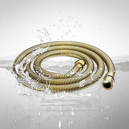 AULEEND,59 inch,encrypted shower hose 304 stainless steel metal - Extra long shower hose -(Universal Connection G 12" x 12")(Brushed Gold)