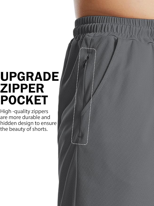 Aolesy Men's Basketball Shorts 7"/9" Athletic Gym Shorts with Zip Pockets Lightweigh Quick Dry Mesh Workout Shorts