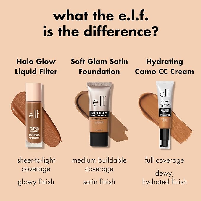 e.l.f. Soft Glam Foundation, Medium Coverage, Long-Lasting  Buildable Foundation For A Smooth, Satin Finish, Vegan  Cruelty-Free, 21 Light Neutral