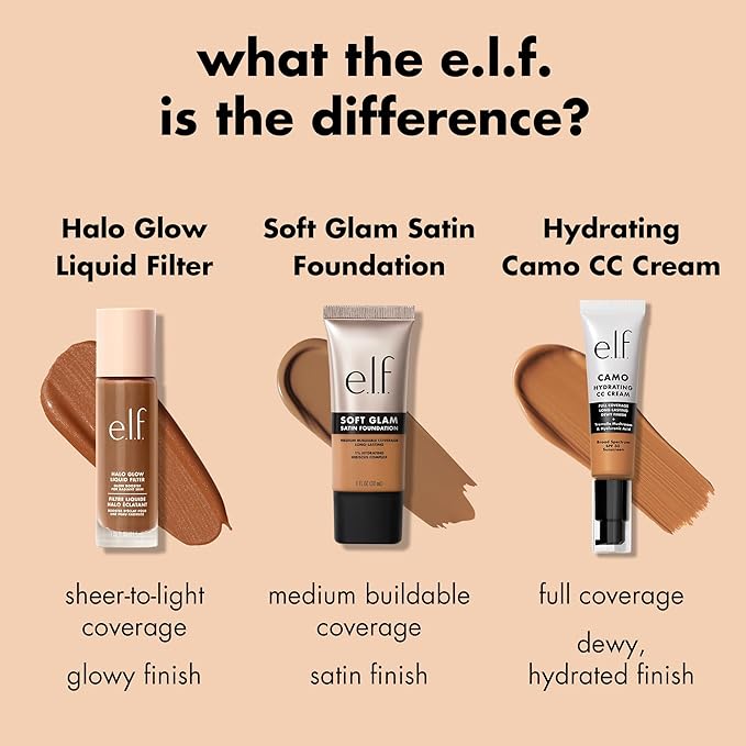 e.l.f. Soft Glam Foundation, Medium Coverage, Long-Lasting  Buildable Foundation For A Smooth, Satin Finish, Vegan  Cruelty-Free, 32 Medium Neutral