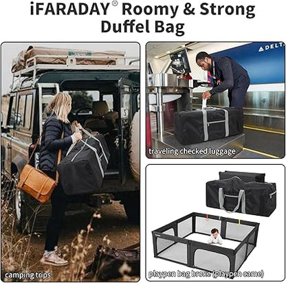 Foldable Duffle Bag for Travel - 30 inch / 75L Large Spare Travel Duffel Bag Lightweight with Trolley Sleeve - Black