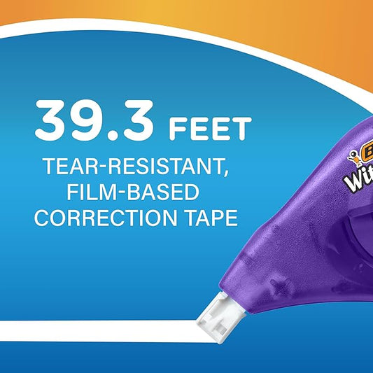 BIC Wite-Out Brand EZ Correct Correction Tape, 39.3 Feet, 10-Count Pack of White Correction, Tear-Resistant Tape Office or School Supplies