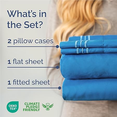 Full Size 4 Piece Sheet Set - Comfy Breathable  Cooling Bed Sheets Set - Hotel Luxury Bedding for Women, Men, Kids  Teens - Deep Pockets, Easy-Fit, Super Soft  Wrinkle Free - Oeko-Tex - Royal Blue