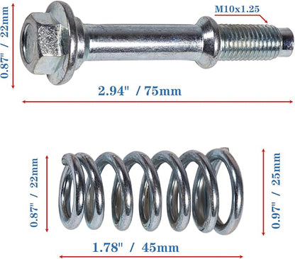 BEONEO-675-221 M10x1.25X75CM Antirust Exhaust Manifold Bolt Nut and Spring Repair Kit 4set for Replacement Bolt and Spring Hardware Kit 36454; 4978; 4979;206068H30A;90501A0006; 90501A0031.