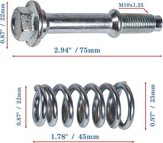 BEONEO-675-221 M10x1.25X75CM Antirust Exhaust Manifold Bolt Nut and Spring Repair Kit 4set for Replacement Bolt and Spring Hardware Kit 36454; 4978; 4979;206068H30A;90501A0006; 90501A0031.