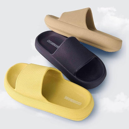 CUSHIONAIRE Feather Slides  Comfortable Cloud Cushion House Slippers for Women, Indoor Outdoor EVA Foam Foot Spa Shower Shoes, Non-Slip Arch Support