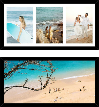 JCJMY 8x16 Picture Frame, 5x7 Collage Picture Frame, Display 3 Pcs 5x7 Photos or 8x16 Picture, 3 Opening 5x7 Collage Frame for Wall Hanging or Tabletop, Lightweight 5 x 7 Multi Photo Frame, Black