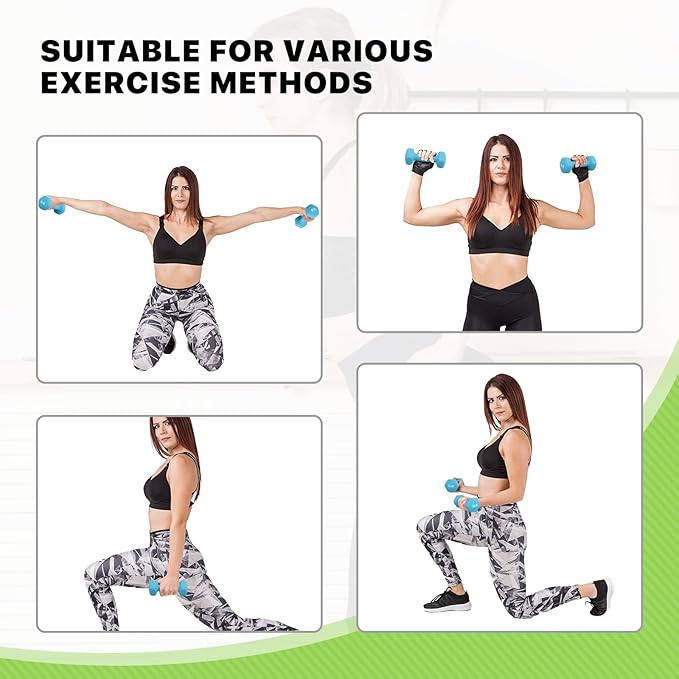 Neoprene Coated Dumbbell Hand Weights Set  1LB, 2LB, 3LB, 5LB Pairs for Strength Training and Home Workouts, Hex Shape for Stability and Non-Slip Grip