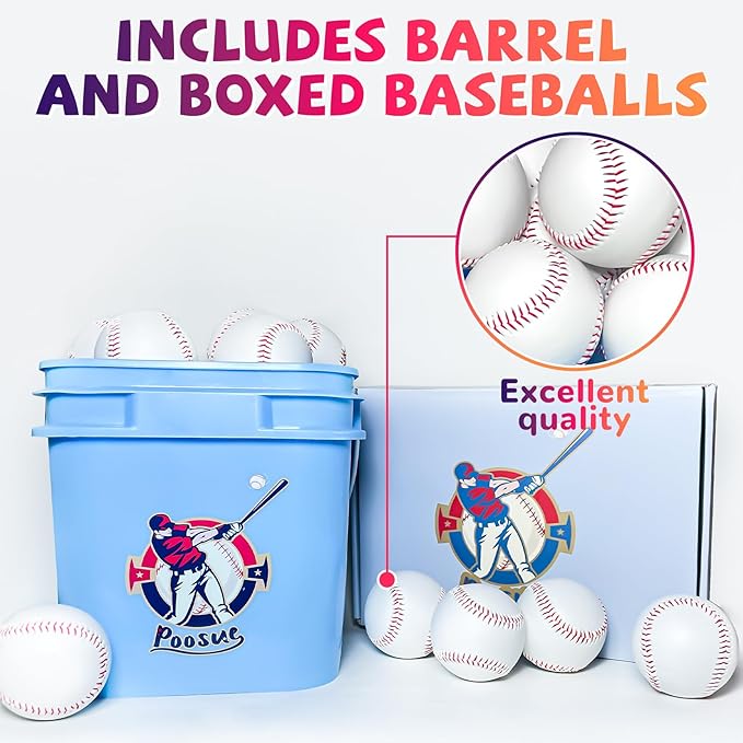 Standard Size T-Ball Training Baseballs, Reduced Impact Kids Safety Baseballs, Unmarked  Soft Practice Baseballs for League Play, Pitching, Hitting, Batting, Fielding, Autograph (3)