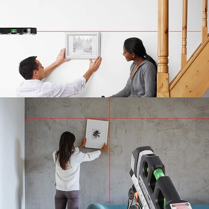 Laser Level Line Tool, Multipurpose Laser Level Kit Standard Cross Line Laser leveler Beam Tool with Metric Rulers 8ft2.5M for Picture Hanging cabinets Tile Walls by AikTryee.