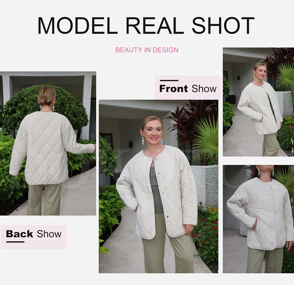 Womens Quilted Lightweight Jackets Button Down Puffer Jacket Coats Padded Outwear with Pockets