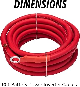 InstallGear AWG 5 Gauge 10ft Battery Power Inverter Cables - 2ct Red/Black Battery Cable for Solar, Auto, RV and Marine, Lawn Mower - 99.9% Deoxigenized Copper, Set - Battery Cable Wire - Battery Wire