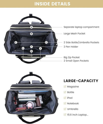LOVEVOOK 17.3 Inch Laptop Backpack, Large Travel Backpack for Women, Water Resistant Teacher Backpack with Laptop Compartment, Professional Business Work bags with Charger, Black