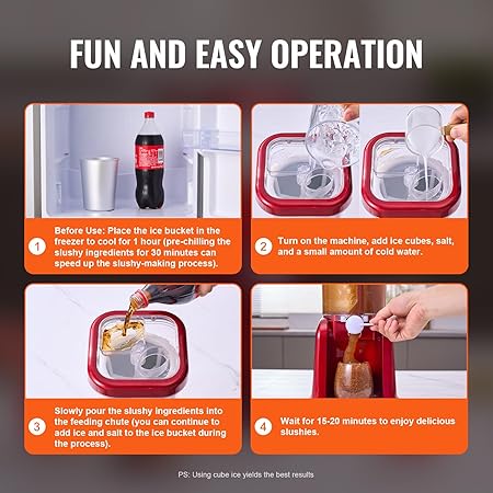 Happybuy Slushy Machine for Home, 32oz Tank Home Margarita Maker, Smoothie Frozen Drink Creator with Food-grade, for Home DIY  Kids' Parties, Red