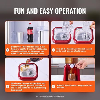 Happybuy Slushy Machine for Home, 32oz Tank Home Margarita Maker, Smoothie Frozen Drink Creator with Food-grade, for Home DIY  Kids' Parties, Red