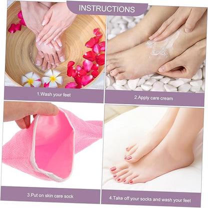 Healeved 2pcs Manicure Booties Foot Lotion Socks for Women Socks Heel Pumps for Women Heeled Loafers for Women Heels for Girl Socks Very Boots Moisturizing Spa Socks Pink Fabric