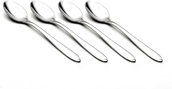 Cuisinox Alpha Pattern Stainless Steel Silverware Spoons Set, 4-Piece Teaspoons