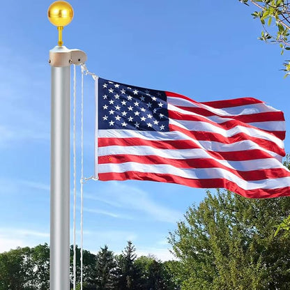 EKEV 3 Inch Flagpole Topper Ball Top Ornament - Gold Flag Pole Topper Finial - Aluminum Anodized Finish to Fit for Most Standard US Flag Poles