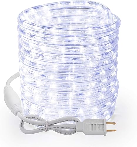 Brizled Rope Lights, 51ft 612 LED Rope Lights, 120V Plugin Christmas Rope Lights Connectable, Waterproof Cool White Indoor Outdoor Tube Lights Flexible for Holiday Garden Yard Corridor Patio Decor