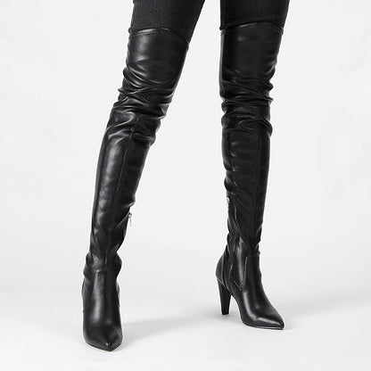 DREAM PAIRS Women's Thigh High Boots Over The Knee Heels Long Sexy Pointed Toe Boots