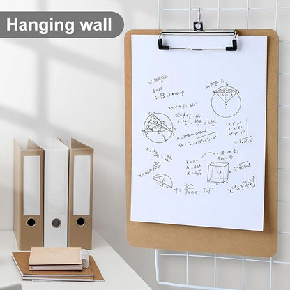 Wood Clipboards Set of 4, Letter Size Hardboard Clip Board 8.5x11 for Classroom, Students, Kid, A4 Standard Size 9" x 12.5" with Low Profile Clip, Office  School Supply