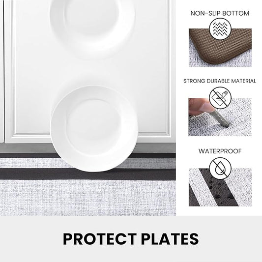Kitchen Rugs Cushioned Anti Fatigue Floor Mat Standing Desk Mats Non-Slip Waterproof PVC Foam Ergonomic Comfort Rug for Kitchen Sink Office Laundry, 17.3"x59", Frame Grey