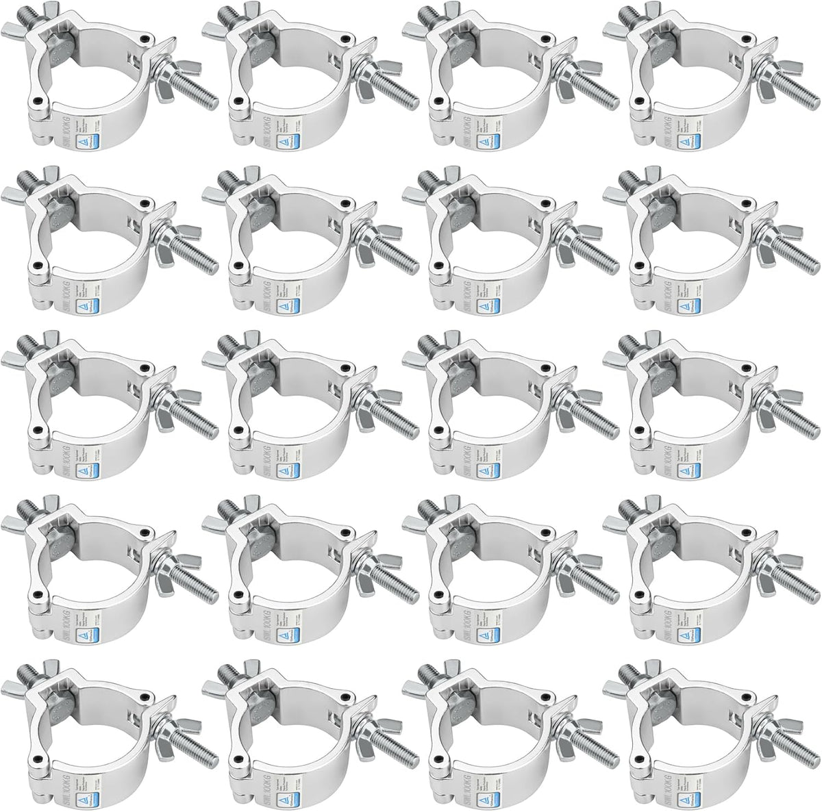 GBGS 20 Pack 2"Truss Clamp,DJ Stage Lighting Clamps, TUV Certified, Max Load 220lbs,Silver F34 O Clamps