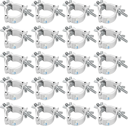 GBGS 20 Pack 2"Truss Clamp,DJ Stage Lighting Clamps, TUV Certified, Max Load 220lbs,Silver F34 O Clamps