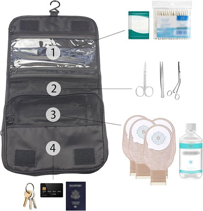 Exquisite Travel Bag for Ostomy and Colostomy Supplies - The Ultimate Choice for Post - Surgery Individuals, Featuring Hanging Setup and Stylish Covers Tailored for Women (Black)