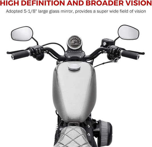 INNOGLOW Motorcycle Mirrors Rearview Mirror Side Mirrors Wide Field Matte Black Aluminum 8mm10mm Universal for Suzuki kawasaki Cruiser Chopper