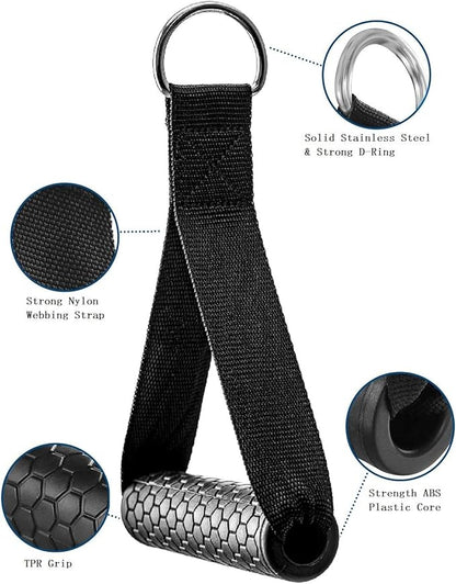 Exercise Cable Handles,Cable Machine Attachment Handles,Cable Handles Compatible with Cable Machines,Super Strong Nylon Webbing for Resistance Training(1 Pairs)