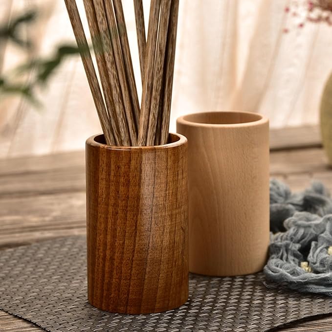 Wooden Utensil Holder, Utensil Holders for Kitchen Counter, Multifunctional Storage Bucket Kitchen Chopsticks Organizer, Wood Cooking Utensil Holder for Countertop, Spoons, Cooking Tools