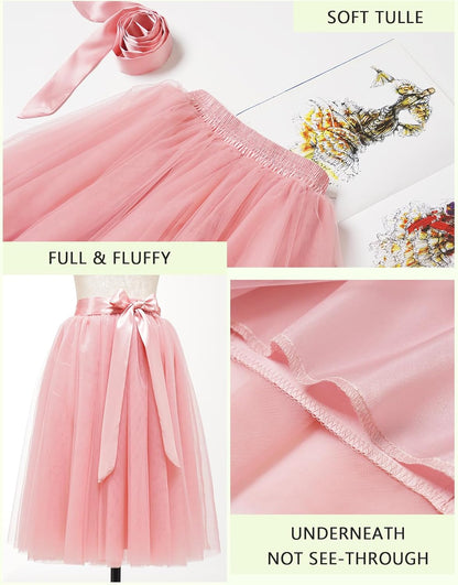 Bridesmay Women's Tulle Skirt Knee Length 6-Layered Wedding Party Homecoming Prom Dress