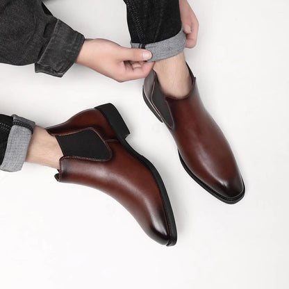 7.5 Size, SANNAX Men's Chelsea Boots Classic Business Leather Shoes Casual Dress Ankle Boot .