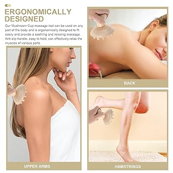 EXCEART Mushroom Wood Massager Wooden Full Body Massage Tools Hair Brush Massager for Lymphatic Drainage Scalp Hair Growth Anti- cellulite Muscle Release 10. 5X10. 5X10CM