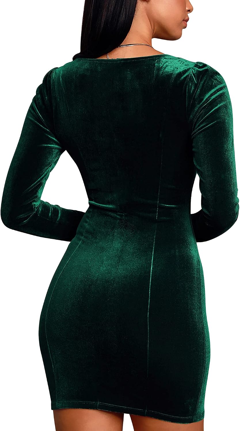 Large Size cailami Women's Sexy Bodycon Long Sleeve Velvet Elegant Mini Homecoming Party Dresses