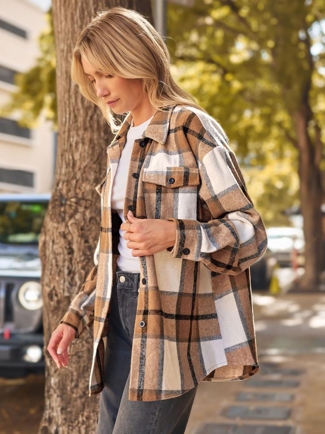 Shackets for Women Plaid Flannel Shirts Fall Winter Jackets Cute Tops Trendy Western Cowgirl Outfits Girls Coats