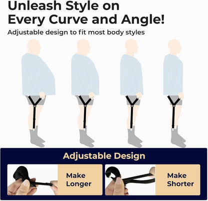 Shirt Stays Adjustable Soft and Smooth Elastic with Non Slip Clips Perfect Sock Garters for Military or Professional