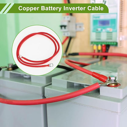 Universal 38" Lug 7 AWG Gauge 4FT Battery Inverter Cable Battery Cable Tinned Copper 1 Pc Red