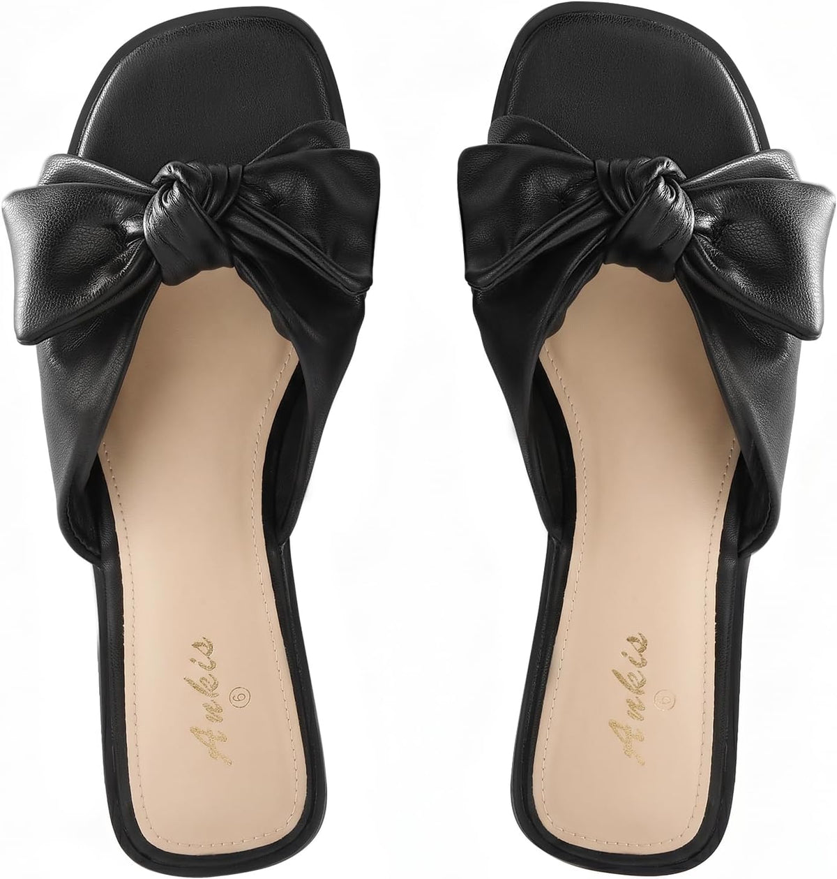 White Sandals Womens Bow Flat Sandals Dressy - Cute Summer Beach Sandals for Women 2026, Square Open Toe Comfortable Slip On Slide Sandals Bride Wedding Bridal Dress Shoes Slippers Balck Pink Gold Nude .