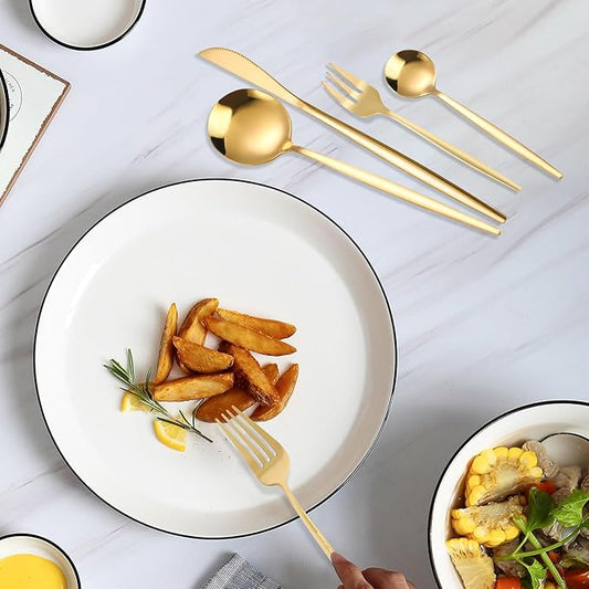 Gold Silverware Set, 90 Piece Golden Cutlery Set Service for 18, Stainless Steel Flatware Set Include Spoons Forks Knives Tableware Utensil Set, Mirror Polished, Dishwasher Safe