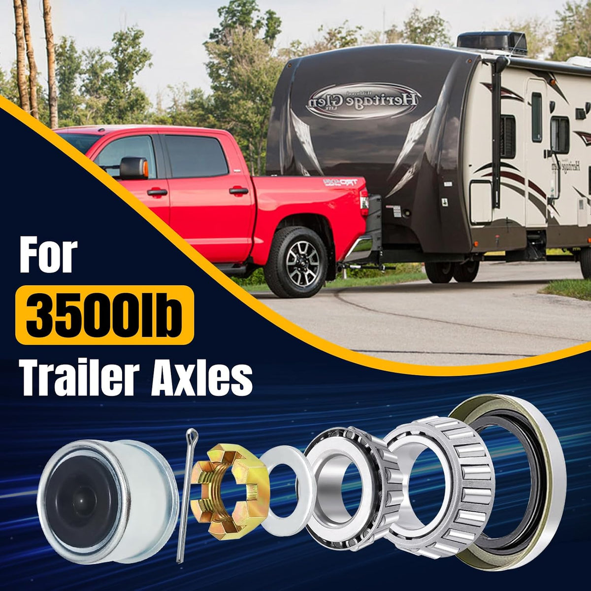 2 Rebuilt Marine Trailer Hub Kits 3500 lb Trailer Axle Bearing Kit, L68149 & L44649 Bearing Kit, 171255TB/10-19 Grease Seal, 1.98' Dust Cover & Rubber Plug, Spindle #84