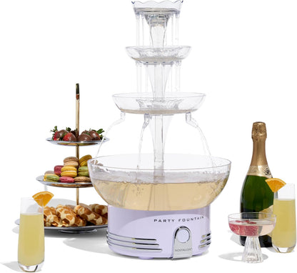 Nostalgia Countertop Retro Lighted Party Beverage Fountain – 1.5 Gallon Capacity, 3-Tiered Cascading Tower with LED Base - Perfect for Punch, Juice, Wine, Champagne & More