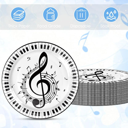 20Pcs Musical Note Party Plates 9 Inch Paper Plates Music Themed Party Supplies Musical Notes Disposable Plates Set, for Picnic Kids Party Baby Shower Music Concert Birthday Karaoke Decorations