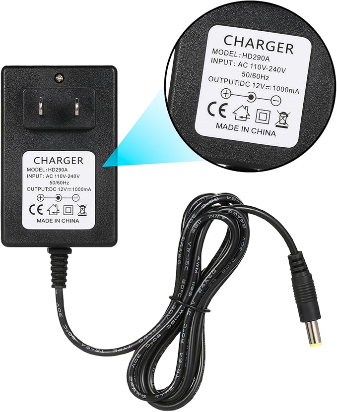 12v Charger for Razor Power Core E90 Charger for Electric Scooter Black Label Powercore E90, E95, MX125 Dirt Bike, MX125 Dirt Rocket, 12V Kids Ride On, Dynacraft Toy Power Supplies